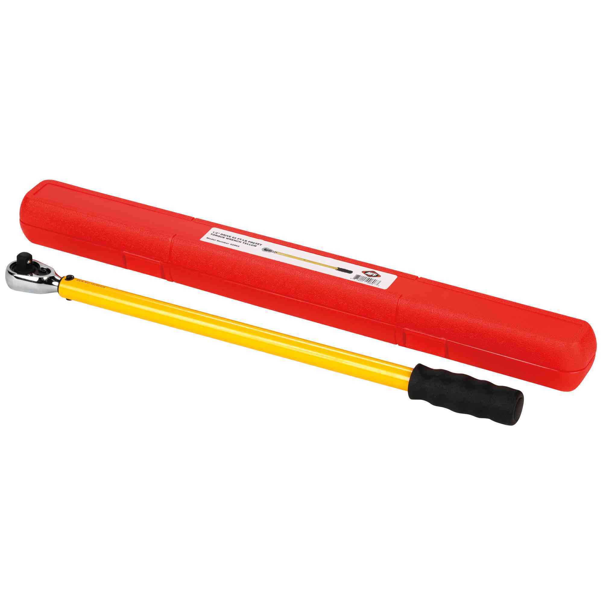 American Forge & Foundry Torque Wrench — 1/2in. Drive, Preset 65 ft-lbs (88 Nm), Yellow, Model# 42065